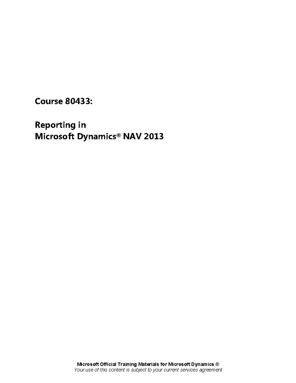 Course 80433: Reporting in Microsoft NAV 2013 - Official Training ...
