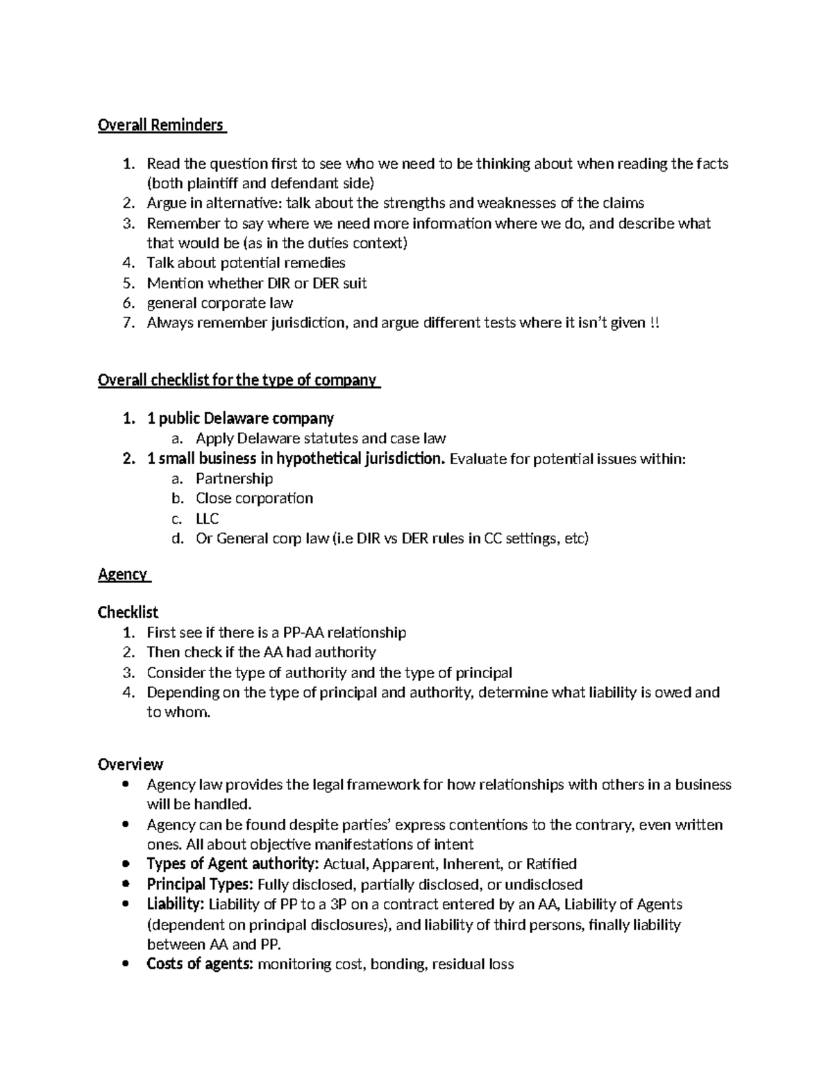 DBR Corporations Fall 2021 Study Guide and Checklists (Attack) - Studocu
