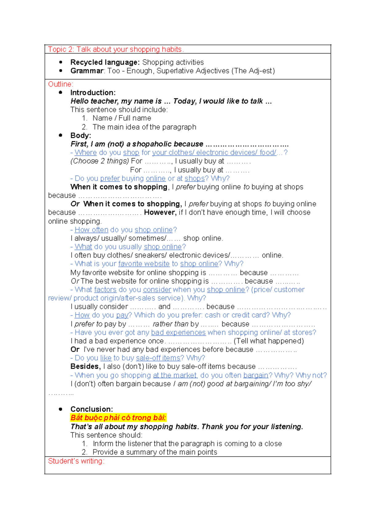 ENT2126 Topic 2 Essay Format: Exploring Shopping Habits and Preferences ...