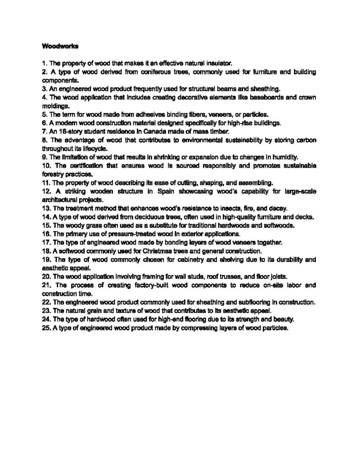 Woodworks Q&A: Properties, Applications, and Types of Wood (25) - Studocu