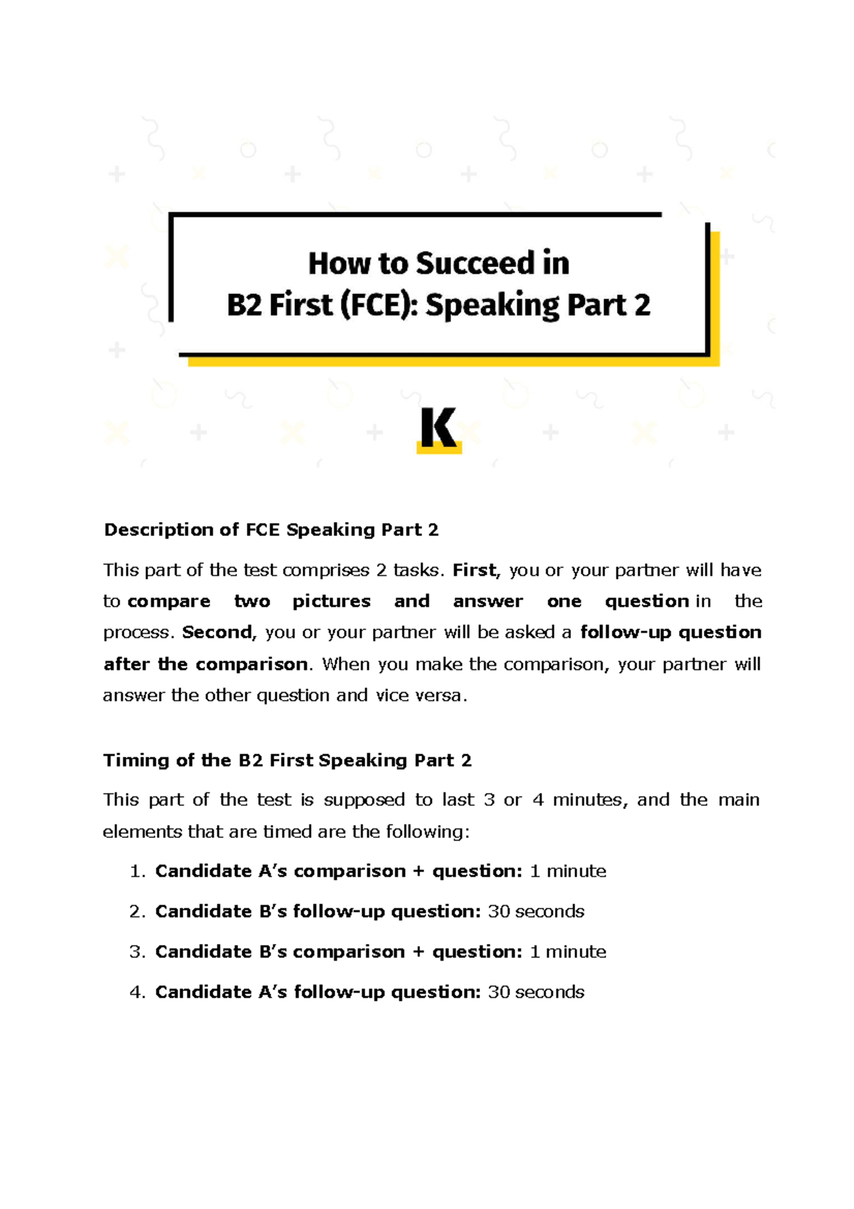 Description ofthe FCE Speaking Test Part 2 - Business English - Studocu