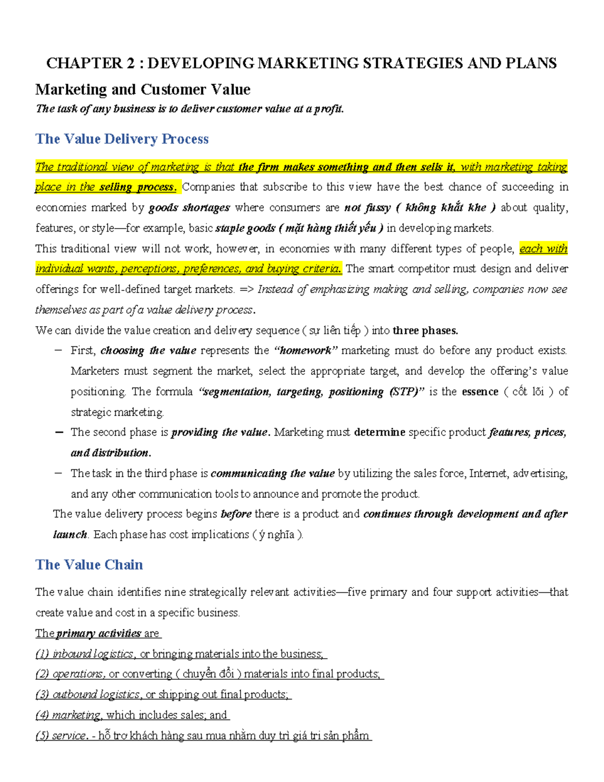 CHAPTER 2: DEVELOPING MARKETING STRATEGIES AND PLANS - Studocu