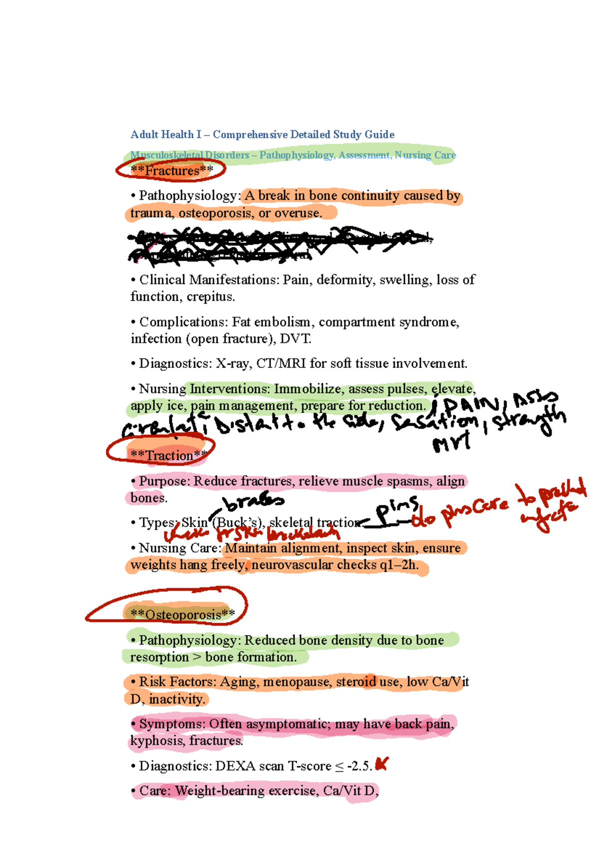 Adult Health I – Comprehensive Study Guide - Studocu