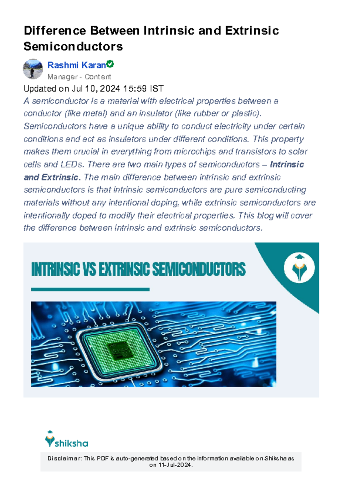 141861 - Difference Between Intrinsic and Extrinsic Semiconductors ...