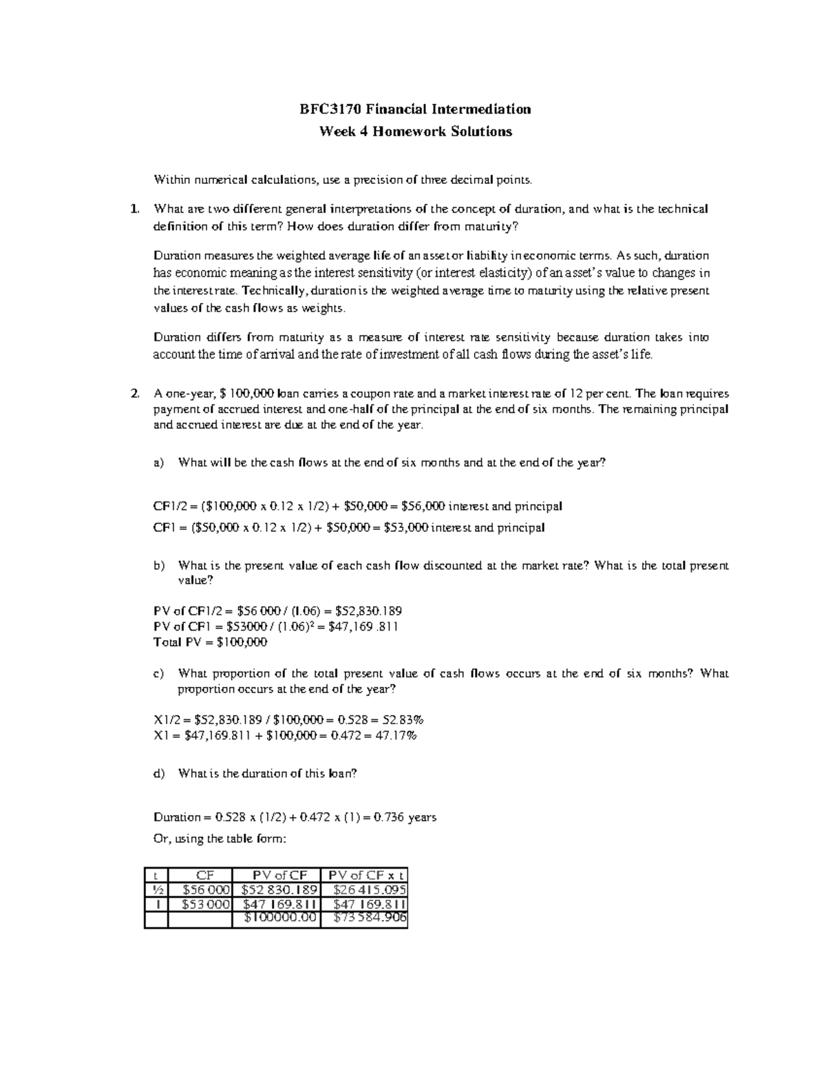 BFC3170 Financial Intermediation Week 4 Homework Solutions - Studocu