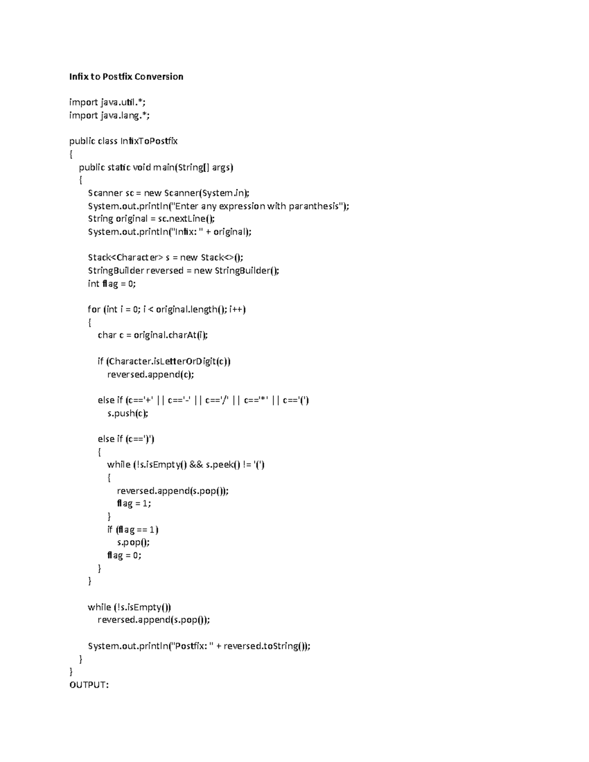 DS Lab Programs: Infix to Postfix Conversion and More - Studocu