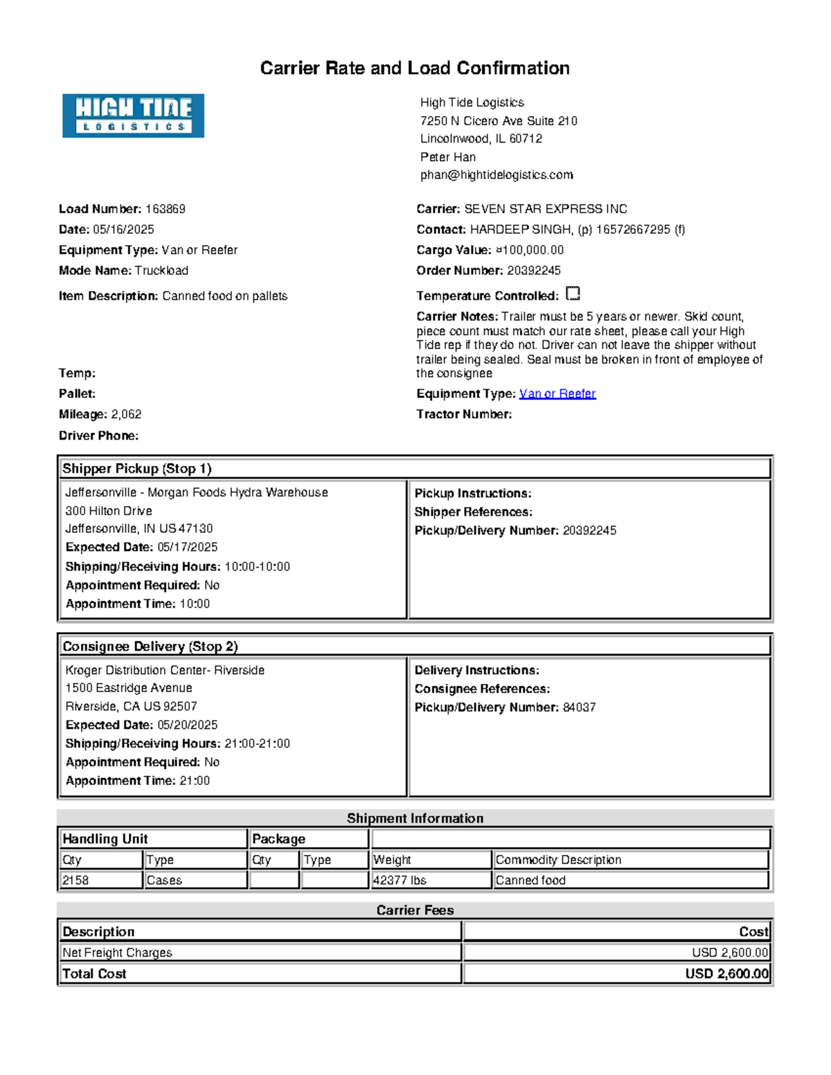 Image 8 for Load Confirmation And Rate Agreement Template