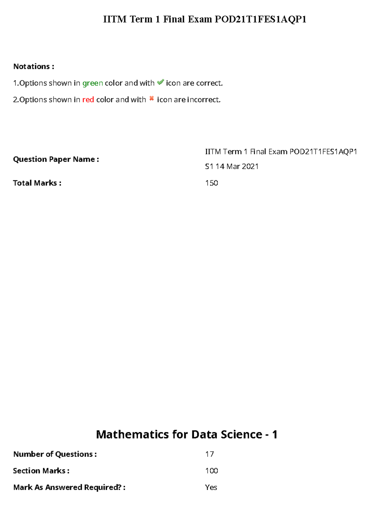 IITM Term 1 Final Exam POD21T1FES1AQP1 - IITM Term 1 Final Exam ...