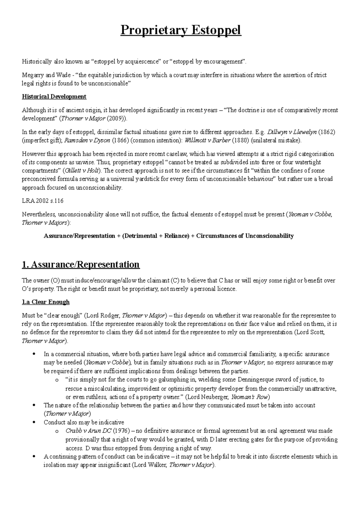 LLEN4 - Comprehensive Analysis of Proprietary Estoppel and Its ...