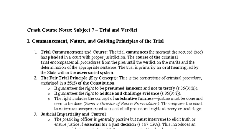 Crash Course Notes sub7 spr - Crash Course Notes: Subject 7 – Trial and ...