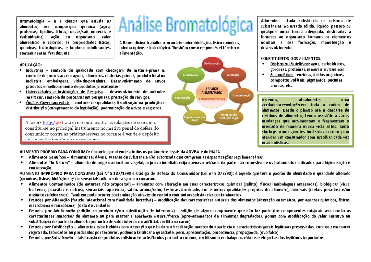 Resumo Bromato - Bromatologia – é a ciência que estuda os alimentos ...