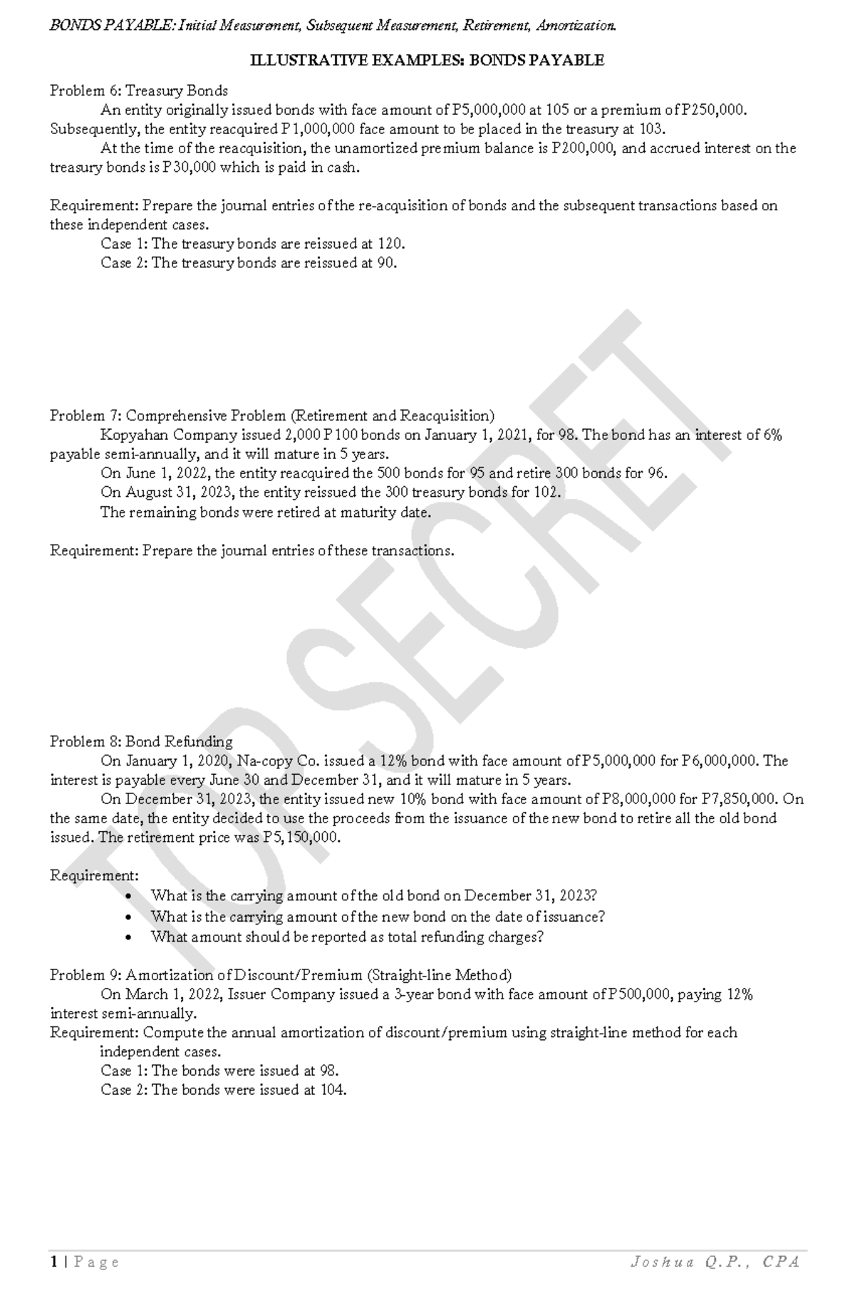 Illustrative Examples: Bonds Payable - BSA 1A&B - Studocu