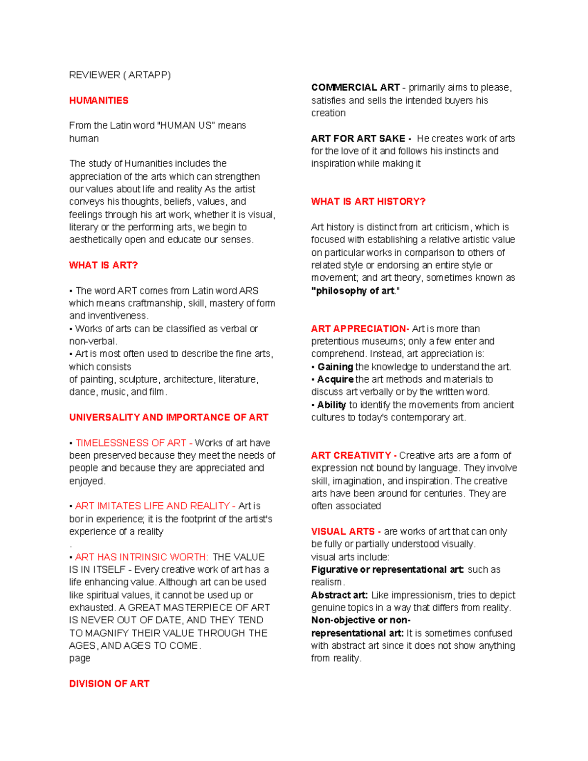 REVIEWER (ARTAPP) ON HUMANITIES: UNDERSTANDING ART AND ITS ELEMENTS ...
