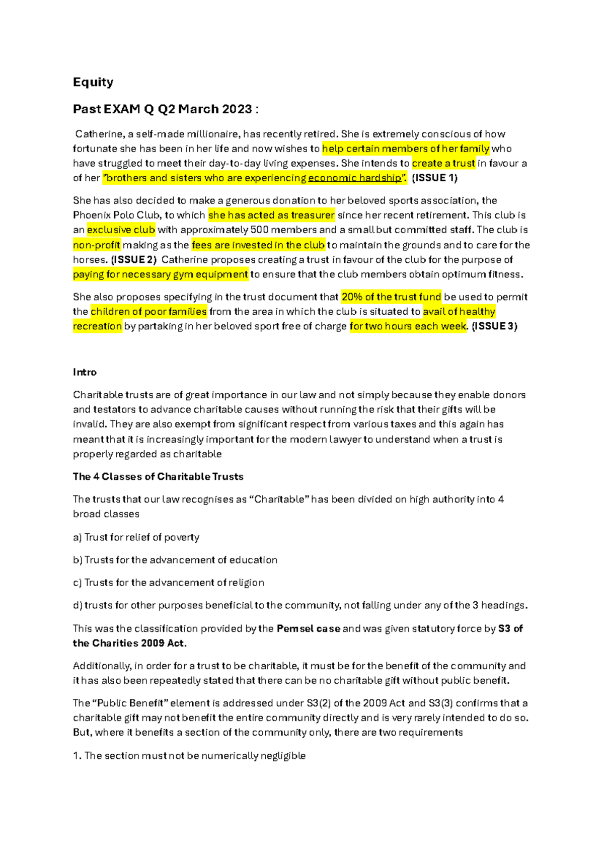 Equity - Charitable Trusts Past Exam Q2 March 2023 Analysis - Studocu
