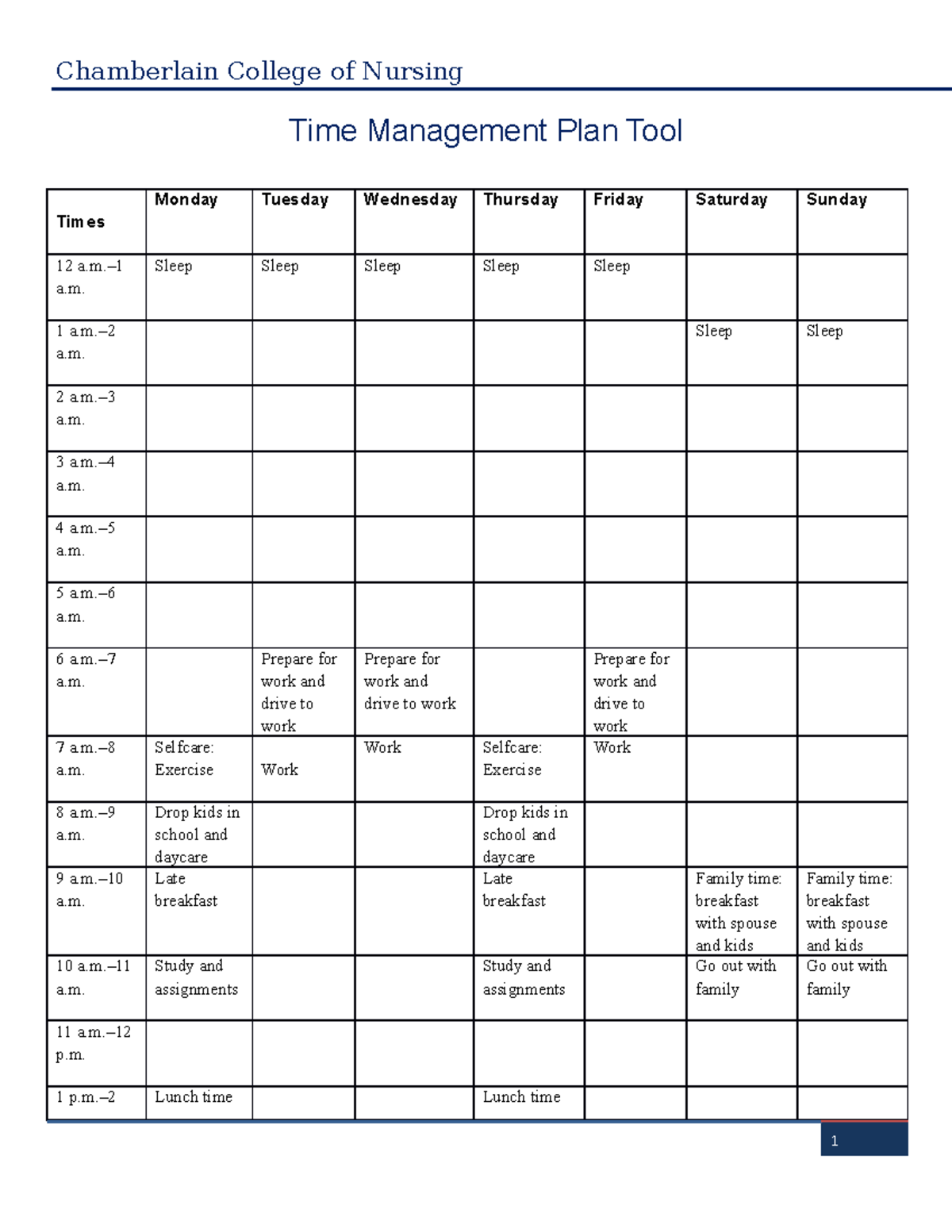 Time Management Plan Tool for Nursing Students (BSN) - Studocu