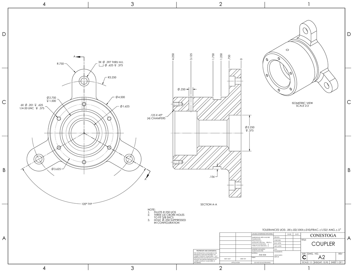 Solidworks for manufacturing Assignment 2 - 4. R3. 2. 1. 1. 3X .397 ...