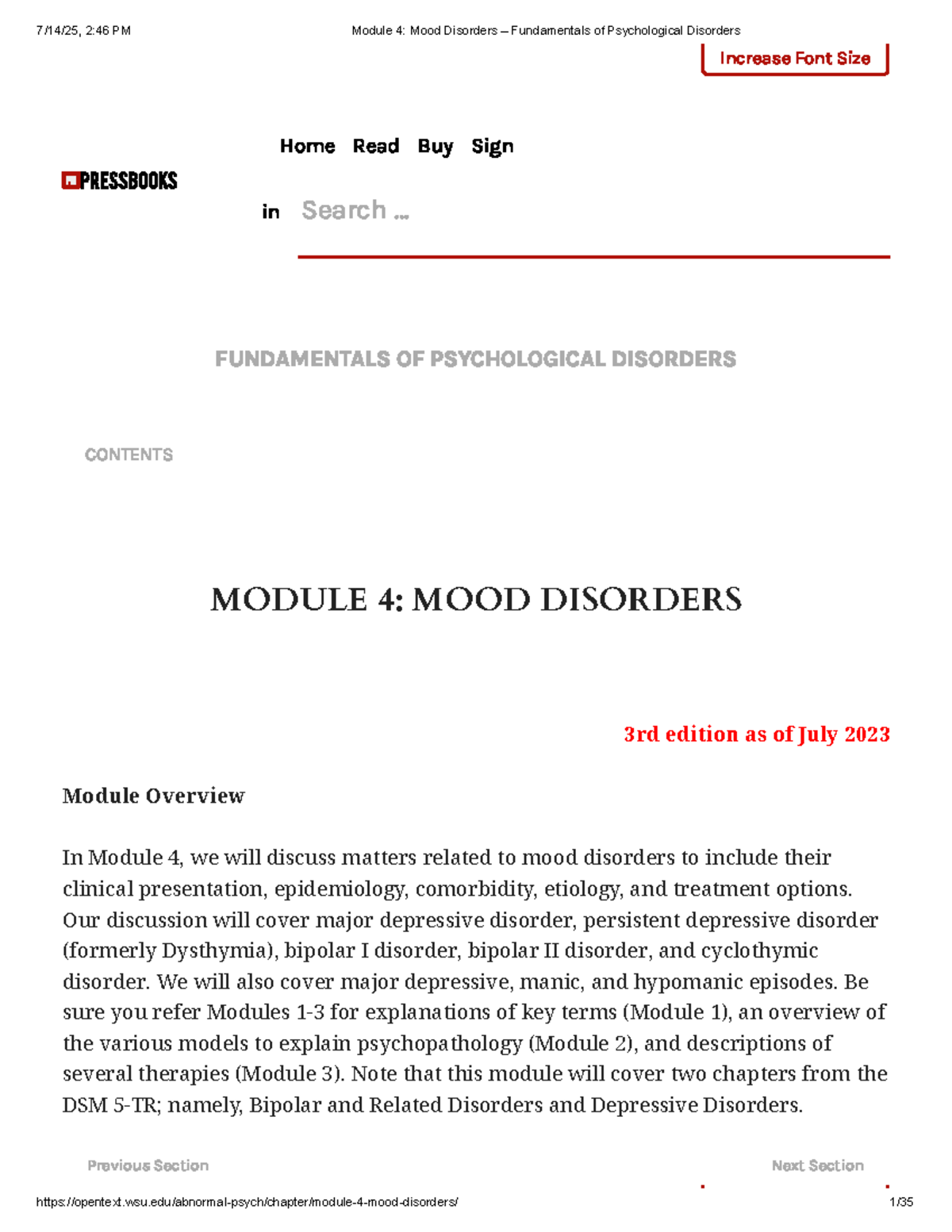 Module 4: Overview & Treatment of Mood Disorders in Psychology - Studocu