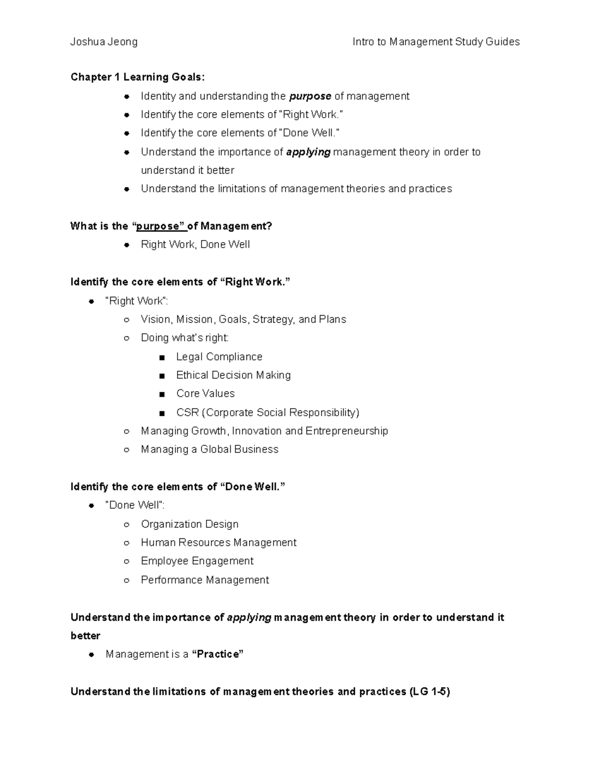 Intro to Management Study Guide: Vision, Goals, Strategies, and Plans ...