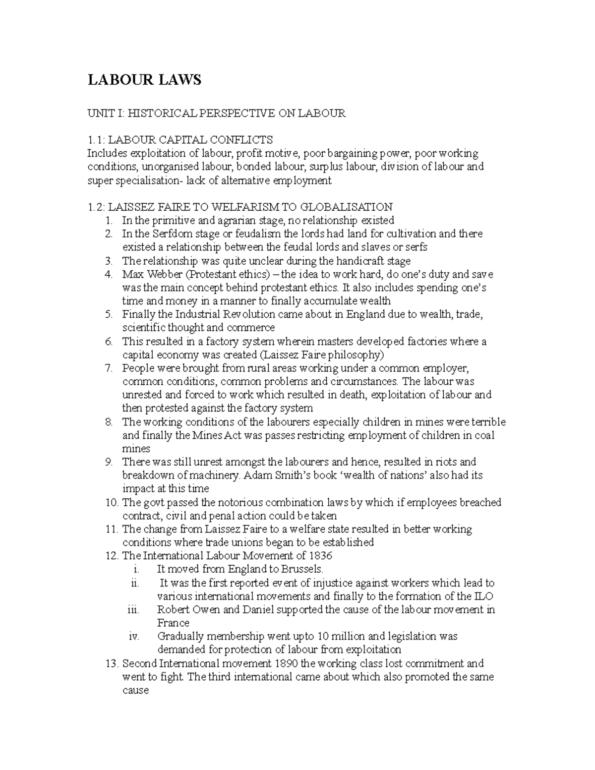 Labour Laws Study Notes for Final Exam - 430773724 - Studocu
