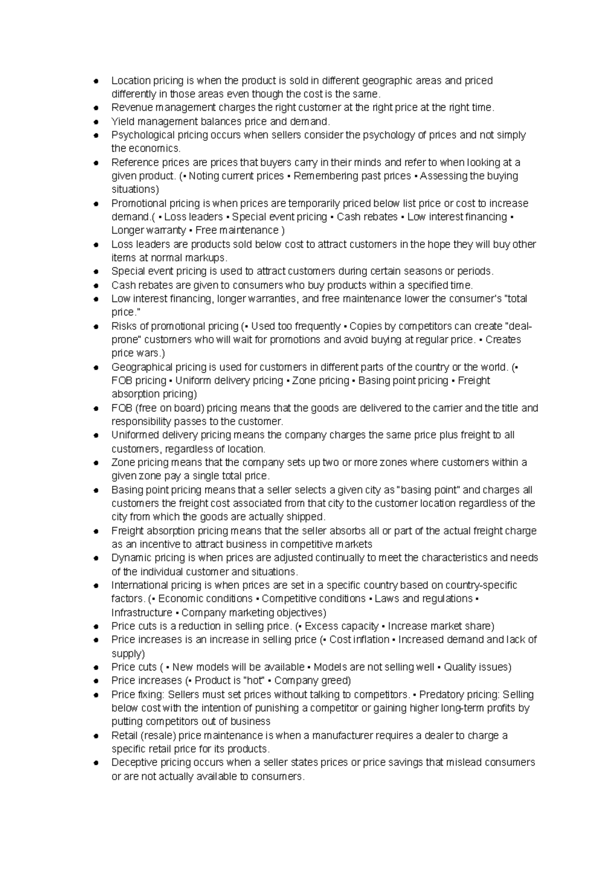 Chapter 11 - Pricing Strategies and Concepts Overview - Studocu