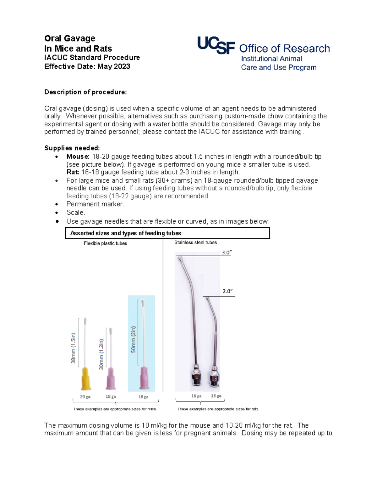 STD Procedure - Misc Rodent Procedures - Oral Gavage In Mice and Rats ...