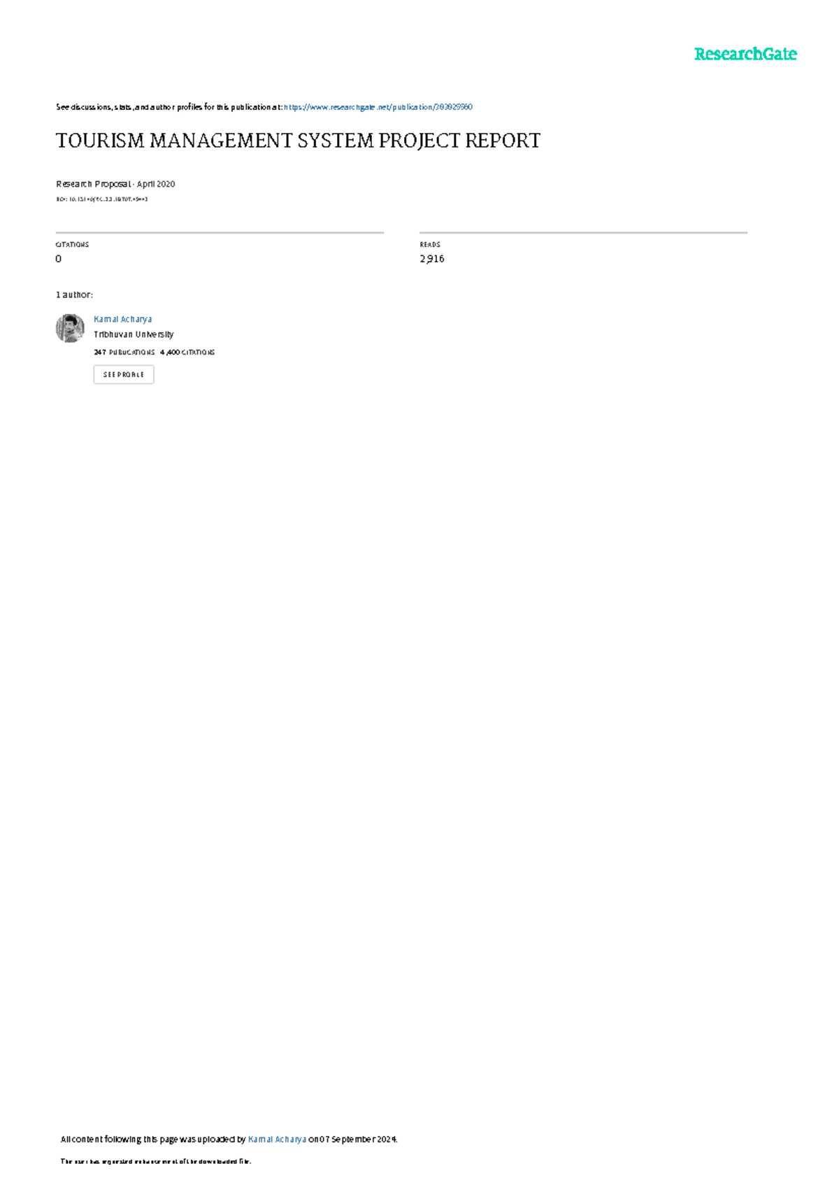 Tourismmanagementsystemprojectreport - See discussions, stats, and ...