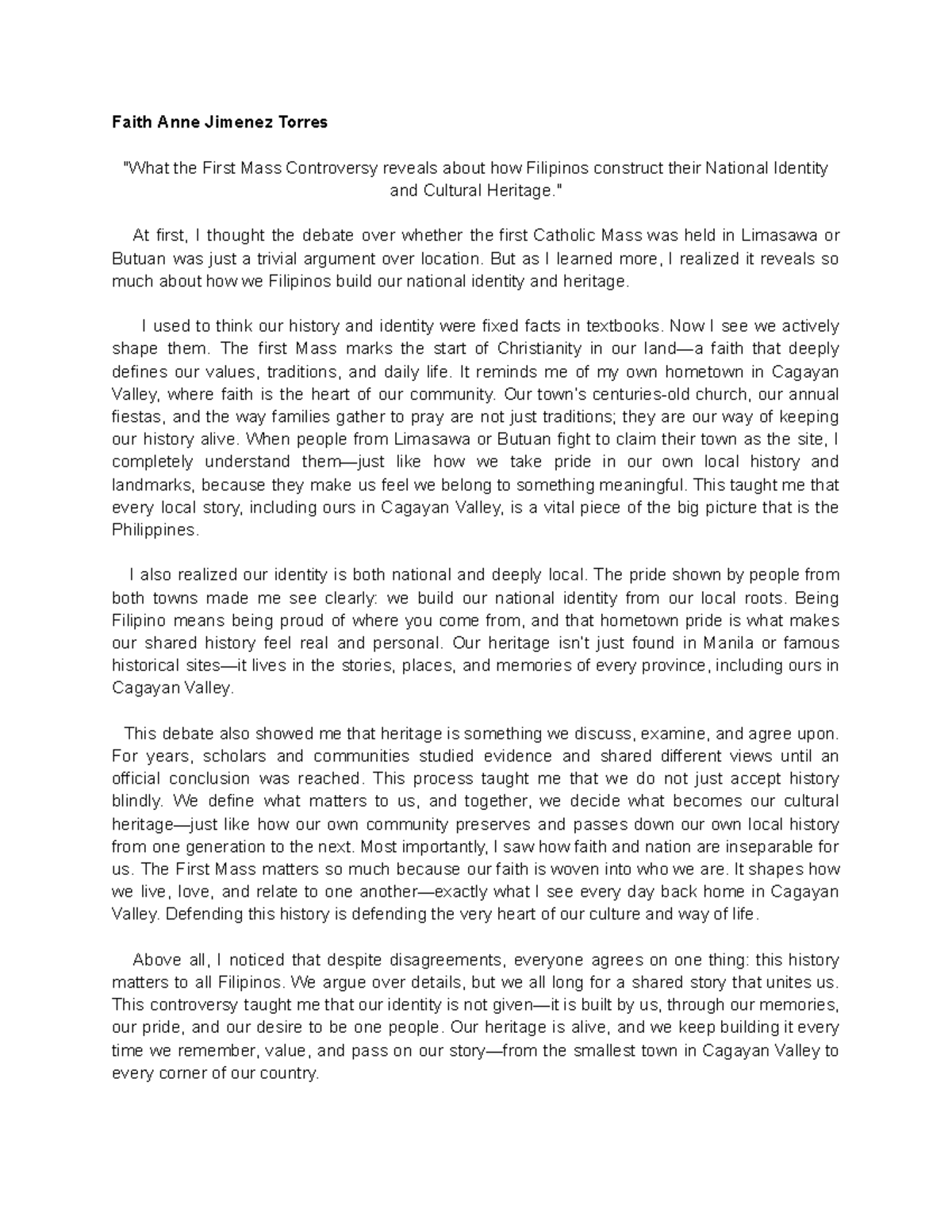 Finals Performance Task 1: The First Mass and Filipino Identity - Studocu