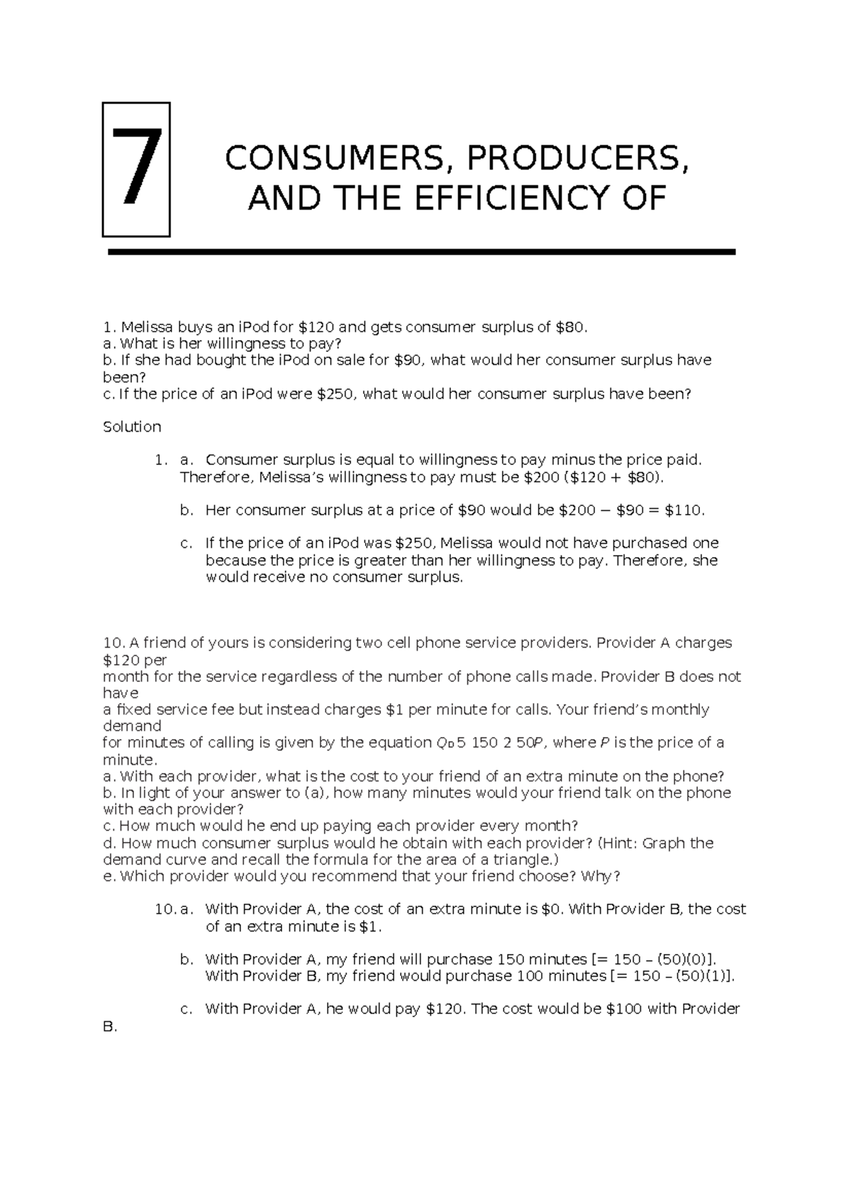 PS Chapter 7 - Micro: Consumers, Producers, and Market Efficiency - Studocu