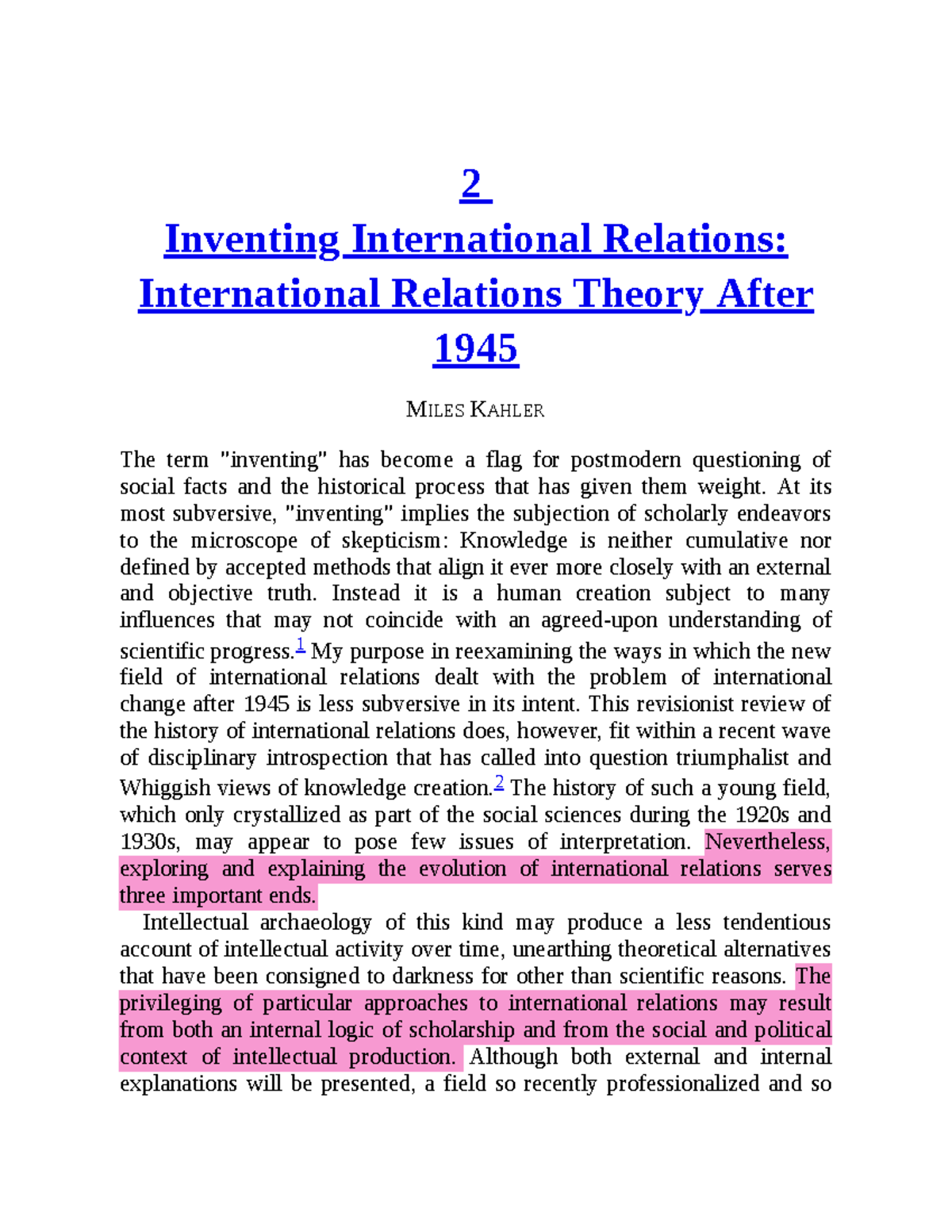 International Relations Theory Post-1945: A Revisionist Review (IR 101 ...