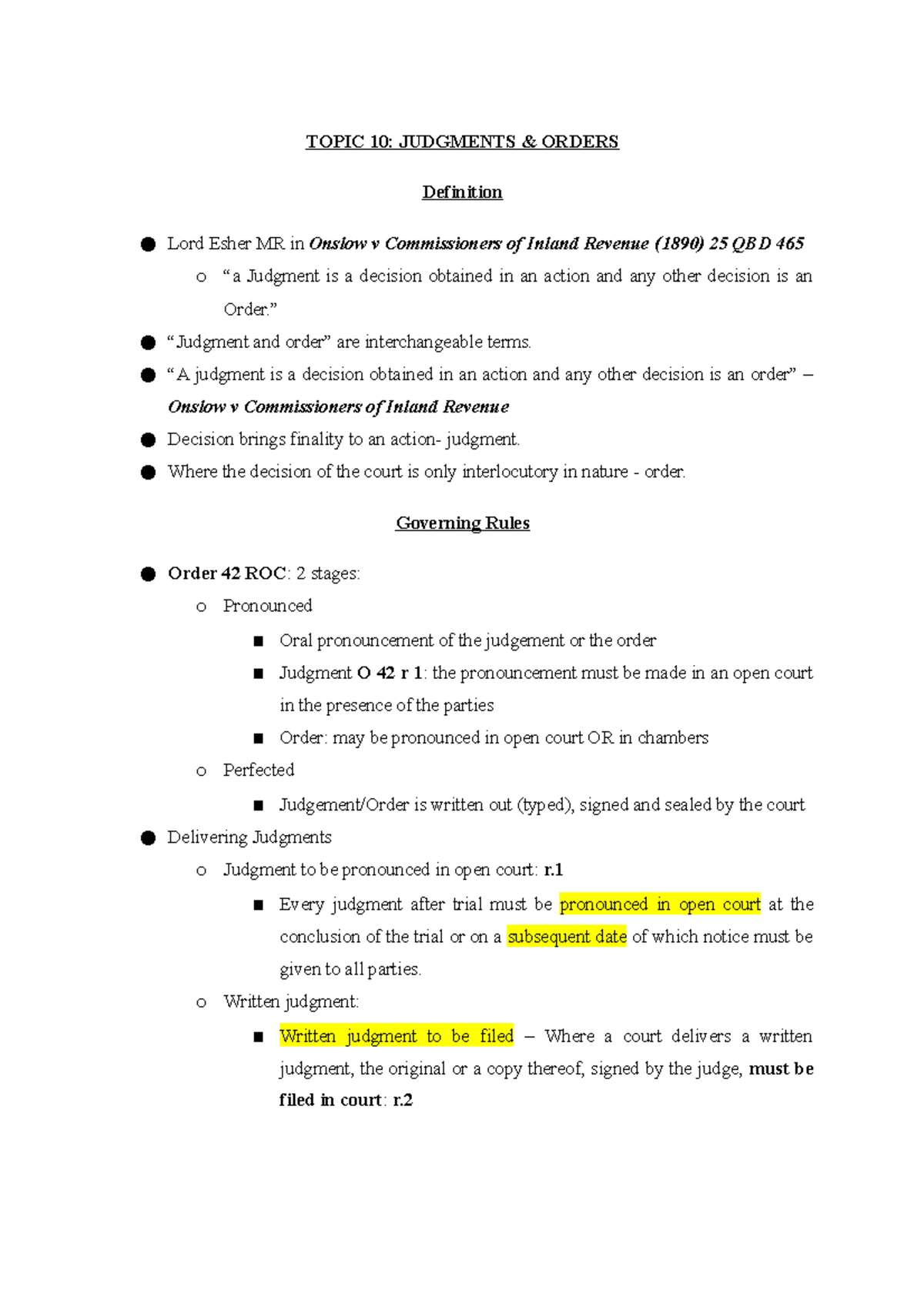 Chapter 10: Understanding Judgments & Orders in Law - Studocu