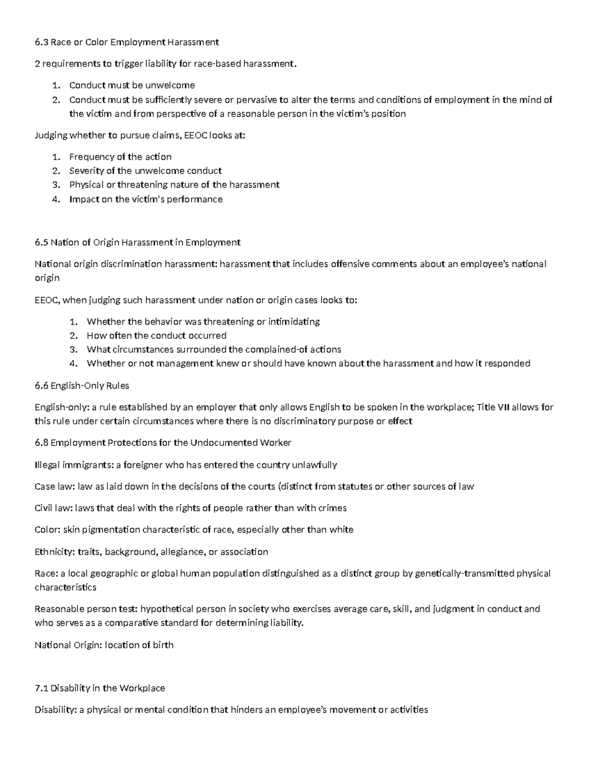 Employment Law Notes: Key Concepts and Protections in the Workplace ...