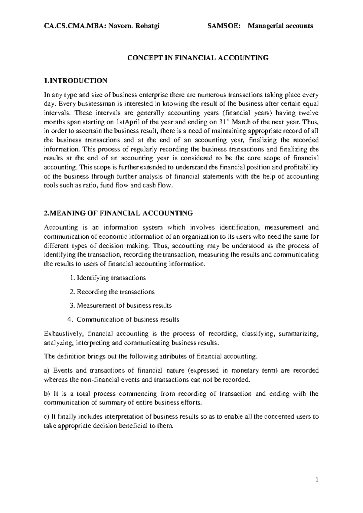 Concepts and Principles in Financial Accounting (ACCT 101) - Studocu