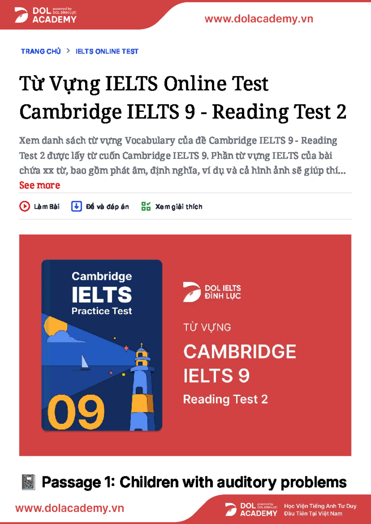 CAM9 - IELTS Reading Test 2 Vocabulary Notes - Studocu