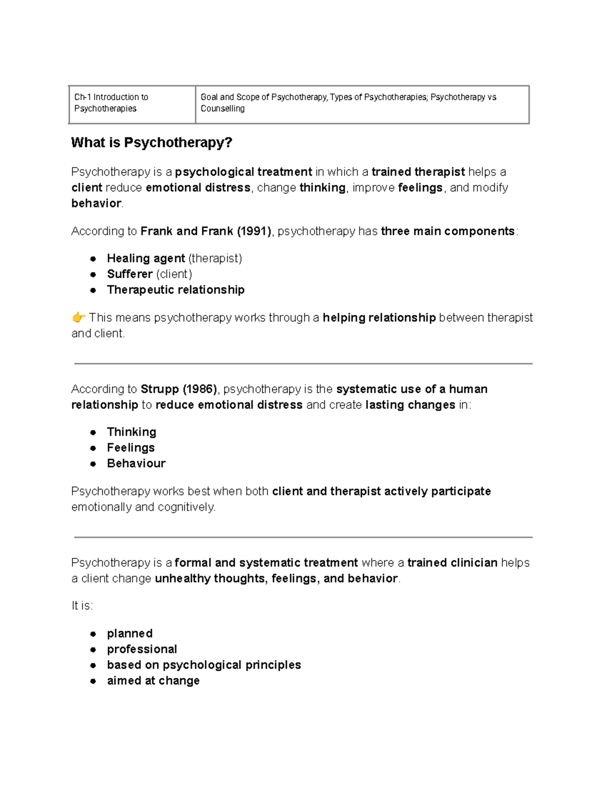 Psychodynamic Therapy Overview: Key Concepts and Techniques - Studocu