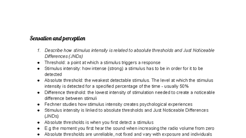 PSY 101: Chapter 4 - Sensation, Perception, and Thresholds Explained ...