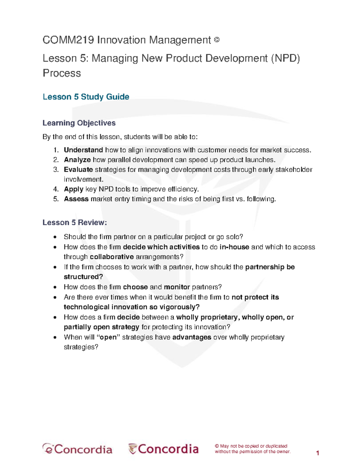 COMM219 Innovation Management L5 Study Guide: NPD Process Insights ...