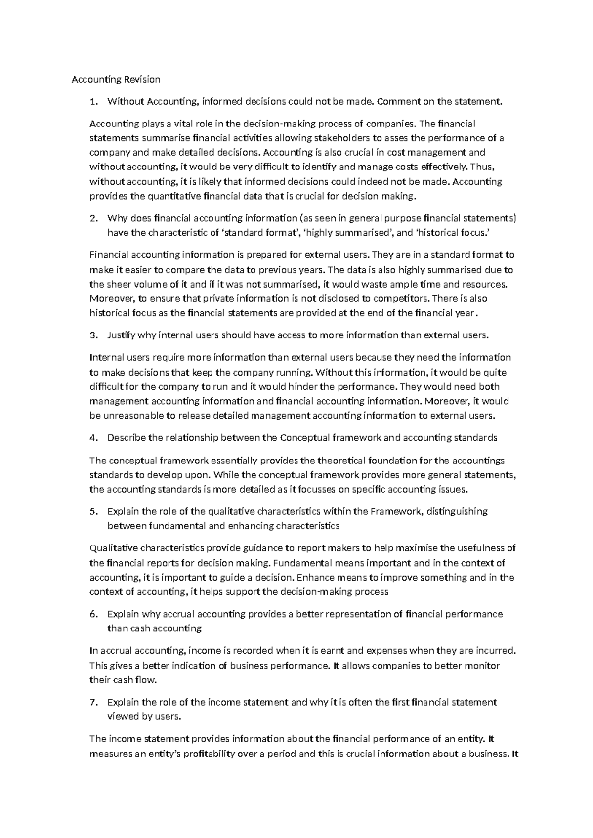 ACCT 101: Comprehensive Accounting Revision Notes for Exams - Studocu