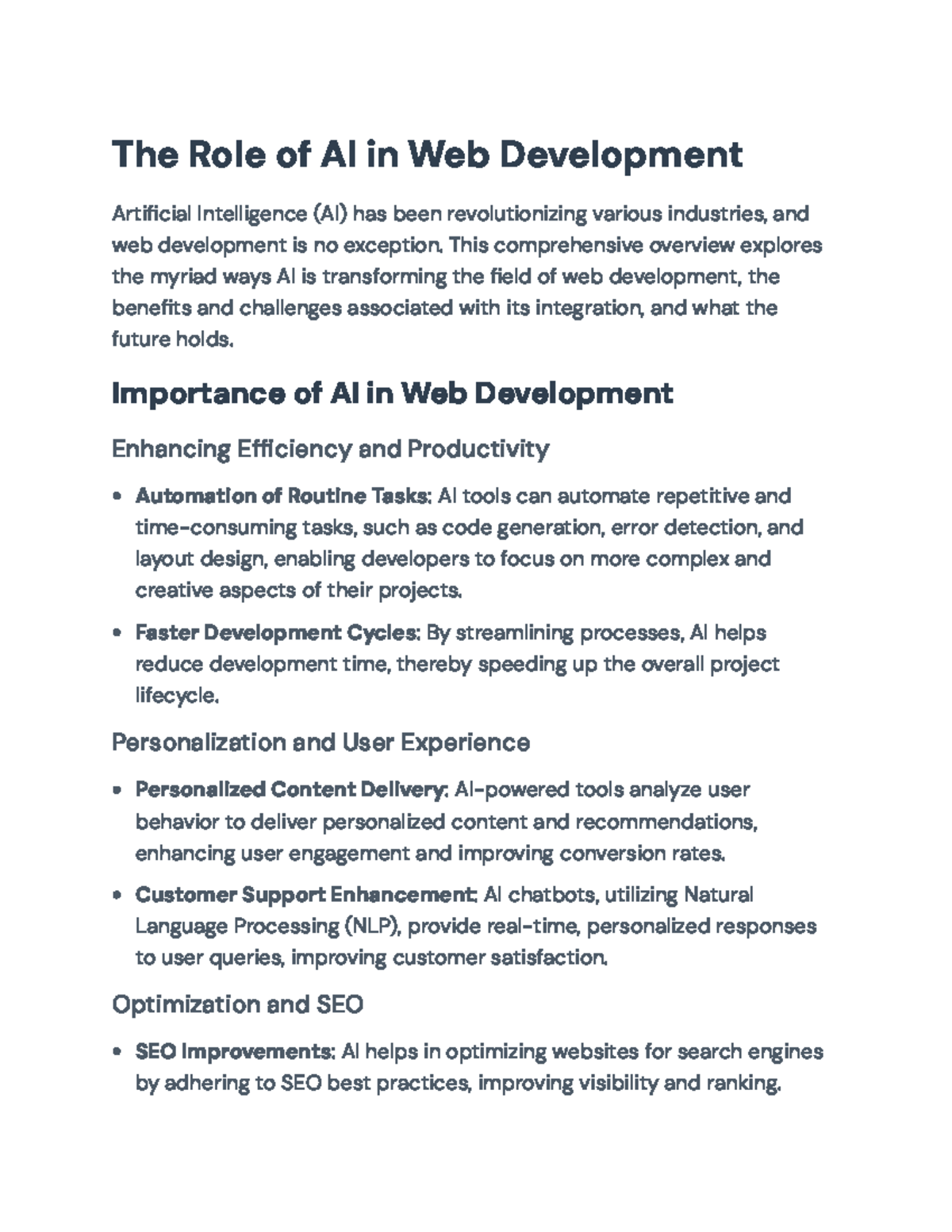 The Role of AI in Web Development: Benefits, Challenges & Future Trends ...