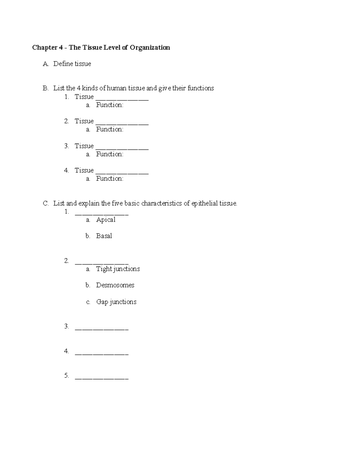 Chapter 4: Human Tissue Types and Functions (BIO 101) - Studocu