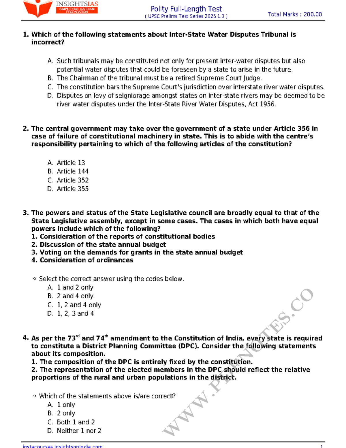 Insight+pre+2025+TEST+5+ - ( UPSC Prelims Test Series 2025 1 ) Total ...