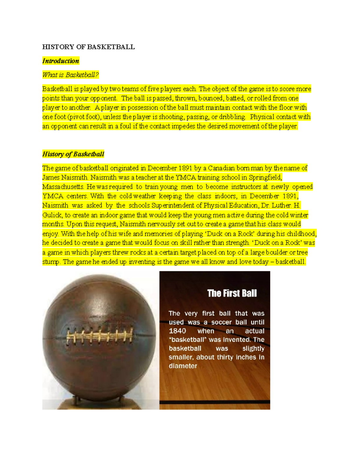 HOB 101: History and Evolution of Basketball - Studocu