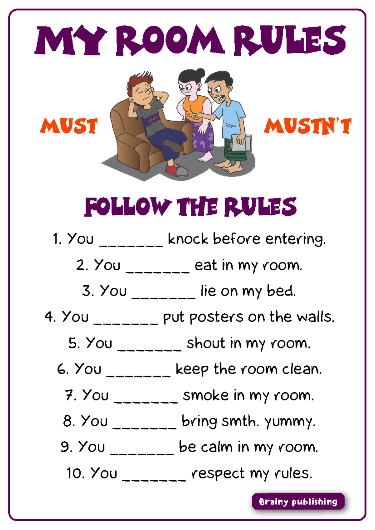 Brainy Publishing Room & School Rules (PDF-1) - Studocu