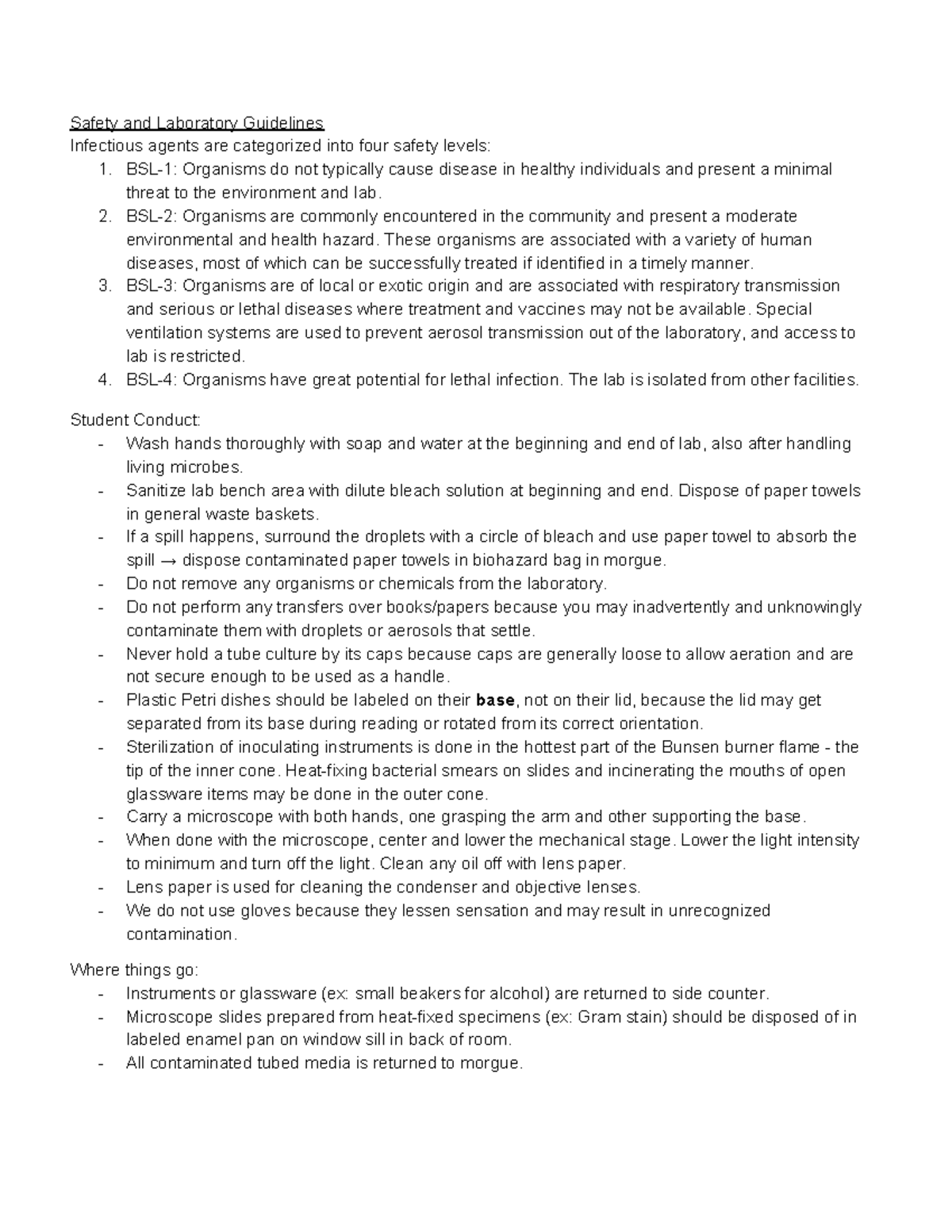 Microbio 101: Lab Exam 1 Review Guide and Safety Procedures - Studocu
