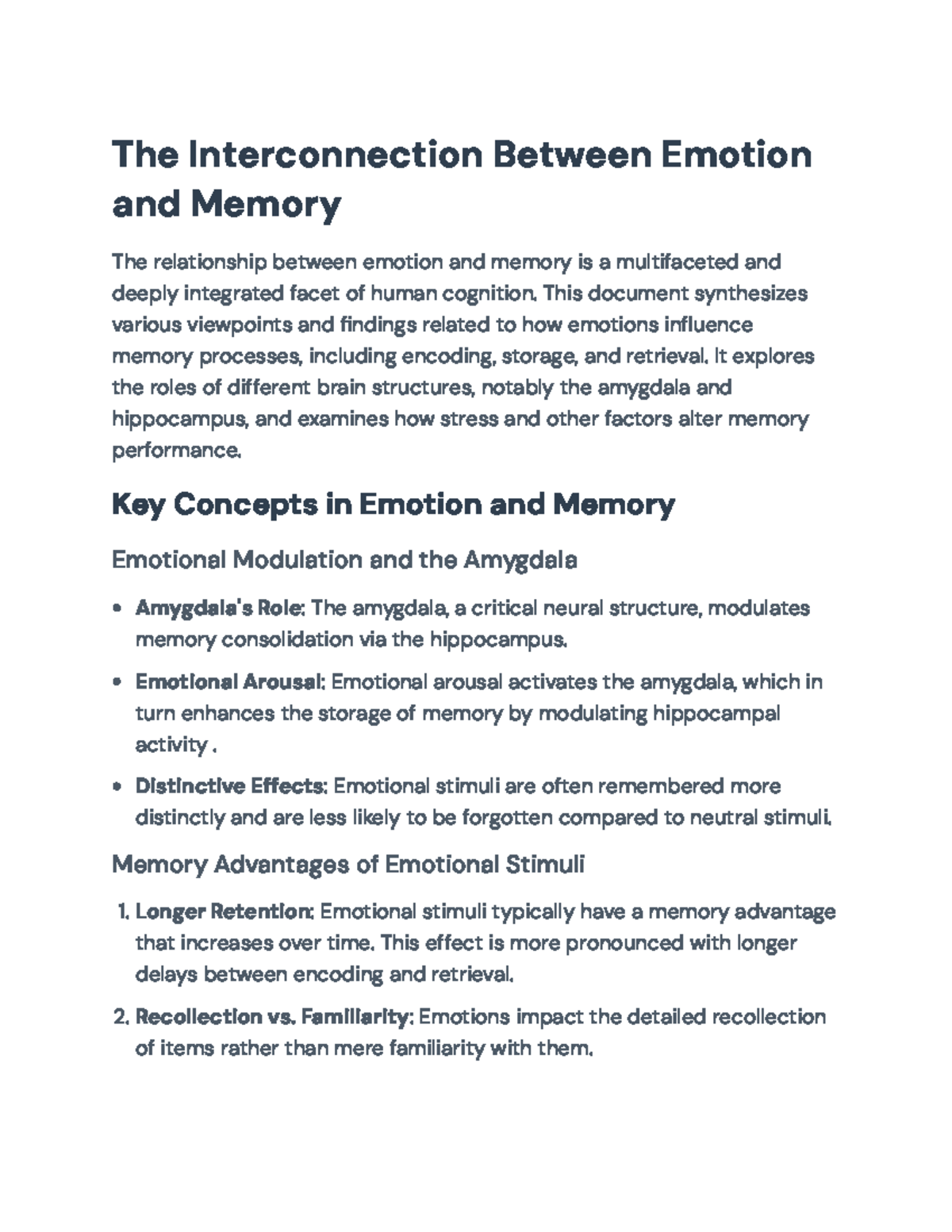 Exploring Emotion's Influence on Memory Processes: Key Insights - The ...