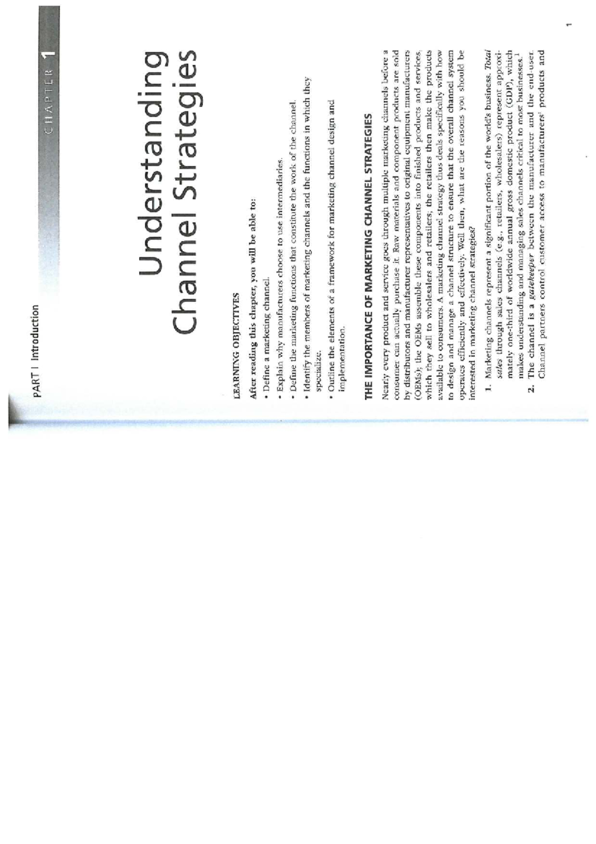 C1 - Chapter 1: Understanding Marketing Channel Strategies - Studocu