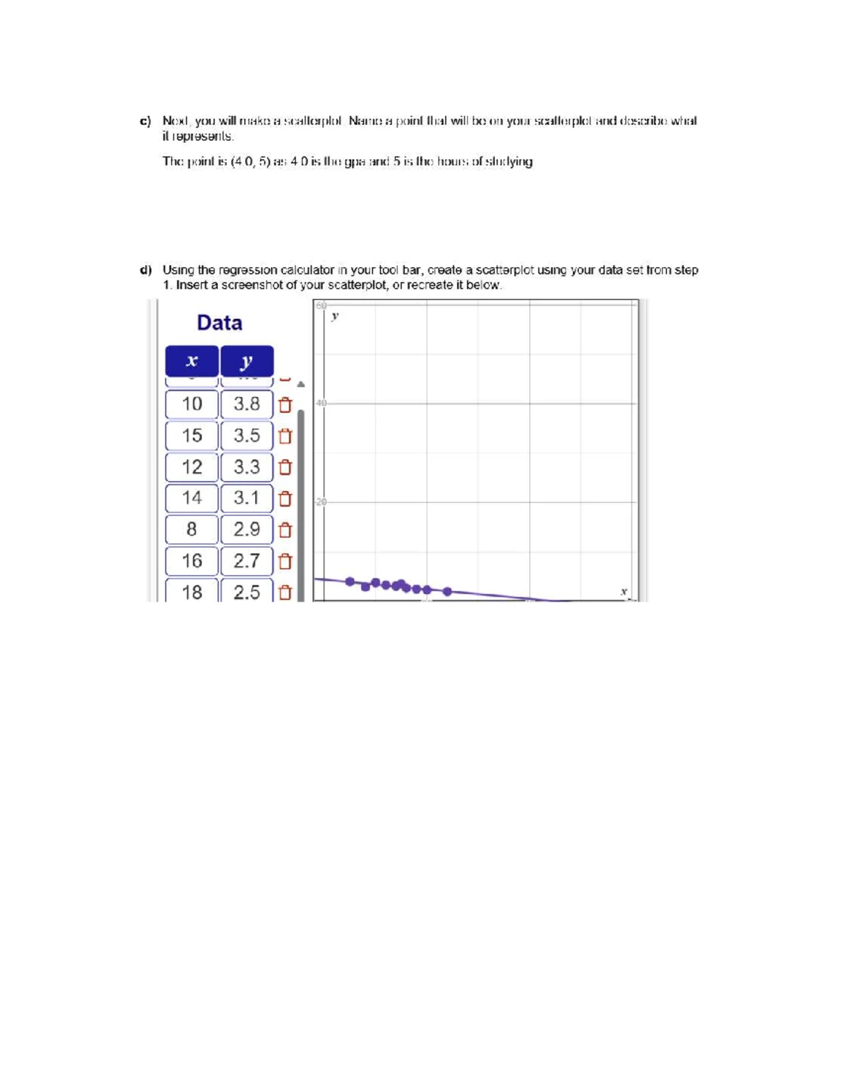 Graphing Data: Scatterplot Analysis for GPA vs Study Hours - Studocu