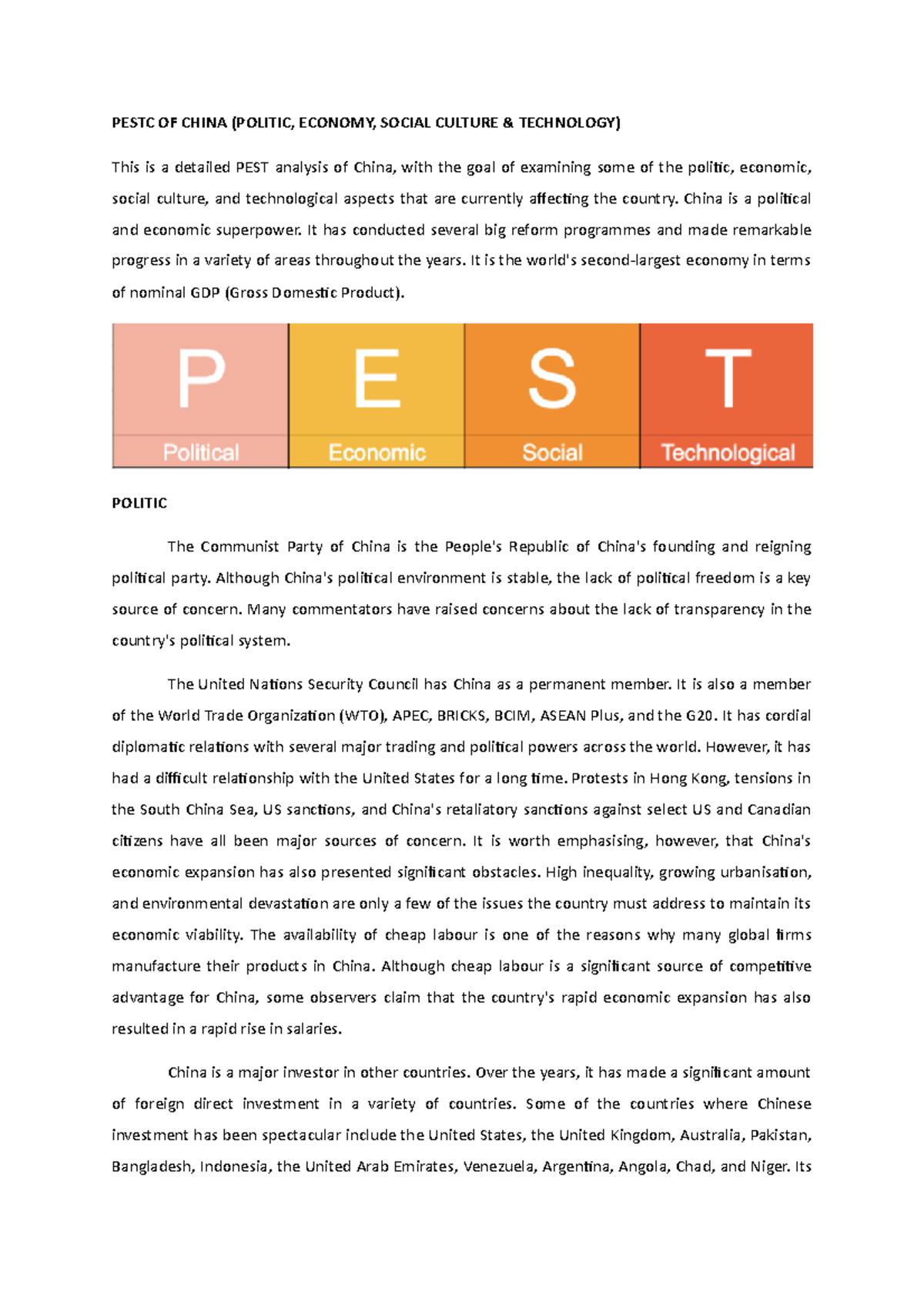 PEST Analysis of China: Political, Economic, Social & Tech Overview ...