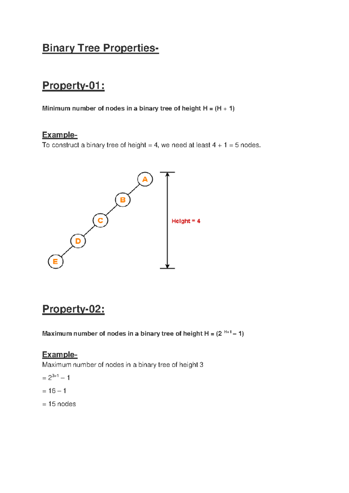 4. Binary Tree Properties Part 4 - Binary Tree Properties- Property-01 ...