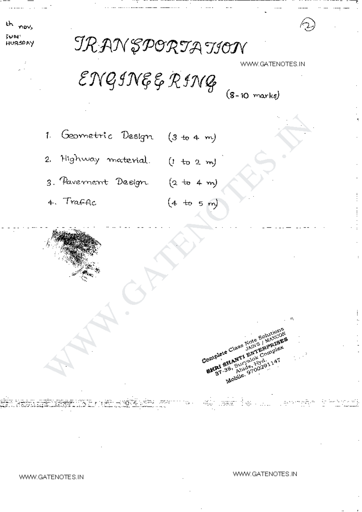 Transportation Engineering Notes - www.gatenotes.in - Studocu