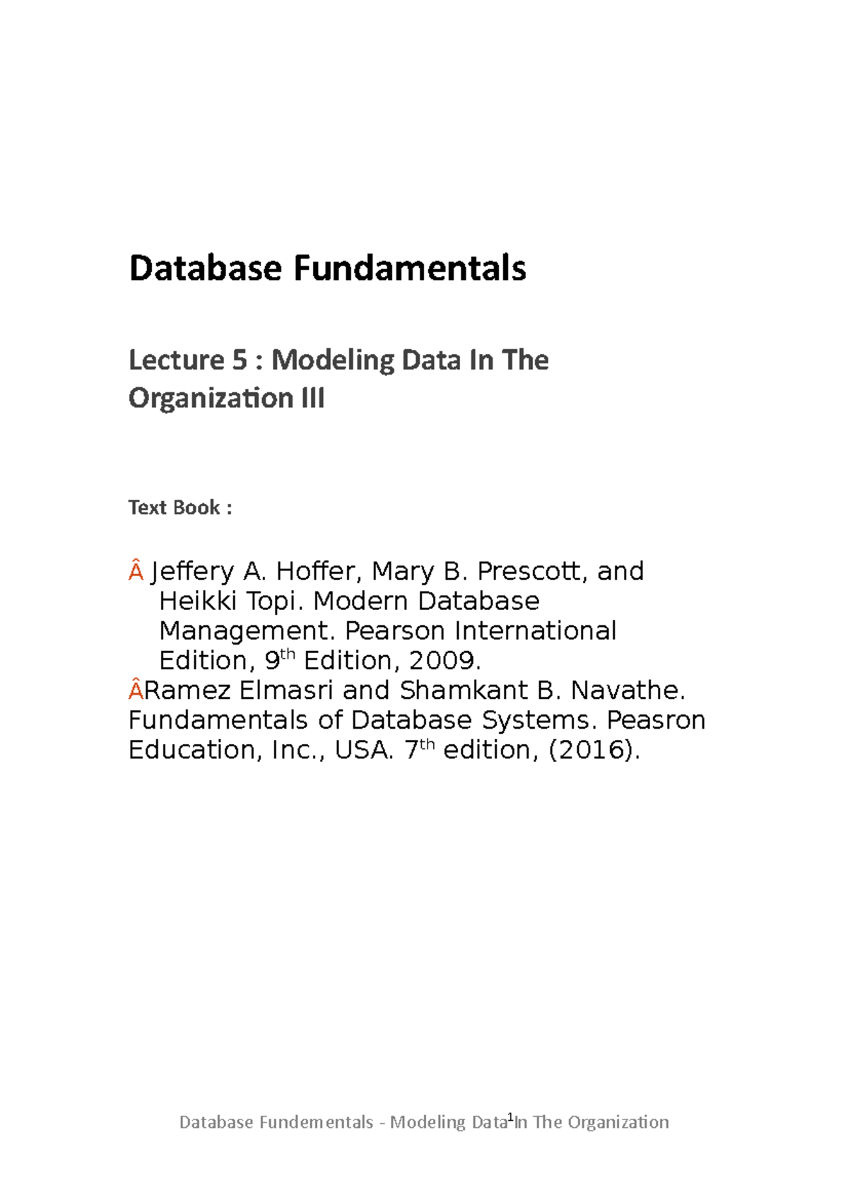 Database Fundementals - Lecture 5 - Database Fundamentals Lecture 5 ...